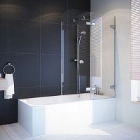 Шторка на ванну GuteWetter Trend Pearl GV-862B правая 120 см стекло бесцветное, фурнитура хром