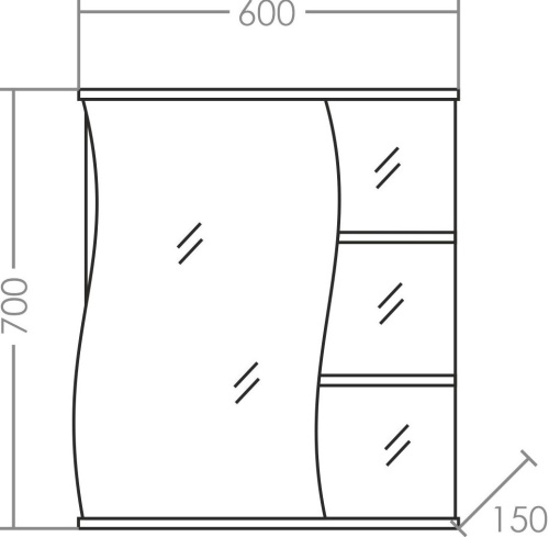 Зеркало-шкаф СанТа Волна 60 L фото 3