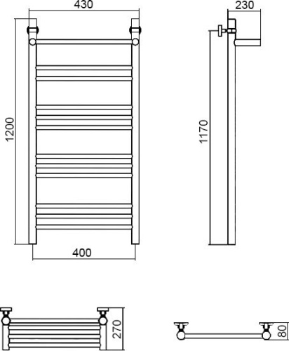 Полотенцесушитель водяной Aquanerzh Прямой групповой с полкой 120х40 фото 2