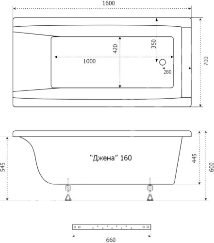 Акриловая ванна Triton Джена 160x70 фото 10