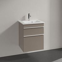 Тумба с раковиной Villeroy & Boch Venticello 46 truffle grey, с белыми ручками