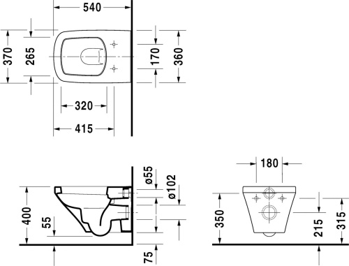 Комплект Унитаз подвесной Duravit DuraStyle 2536090000 + Система инсталляции для унитазов TECE Base K440322 с кнопкой смыва фото 6