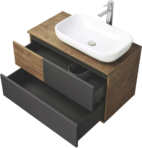 Мебель для ванной AQUATON Терра 85 дуб кантри/антрацит фото 2