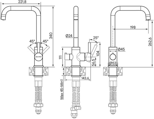 Комплект Paulmark Flugen PM217850-BE бежевый + Смеситель Paulmark Logas Lo213021-CR для кухонной мойки, хром фото 5