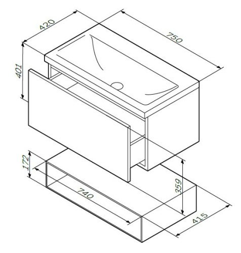Мебель для ванной AM.PM Gem 75 белый глянец, с 1 ящиком + Сертификат AM.PM на 30 дней подписки на медиасервис фото 5