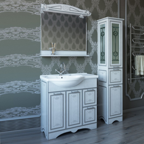 Мебель для ванной Sanflor Адель 82, белая, патина серебро, R фото 10