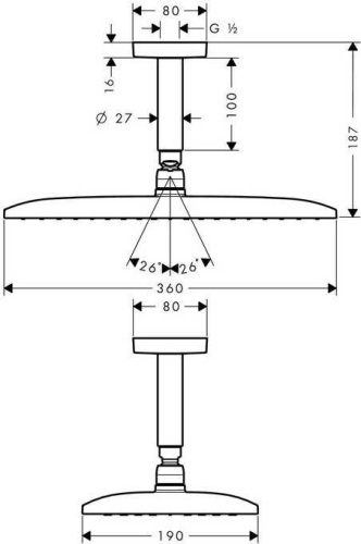 Верхний душ Hansgrohe Raindance E Air 27381000 фото 2