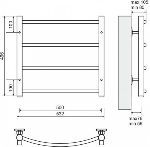 Полотенцесушитель электрический Terminus Классик П4 500*496 фото 3