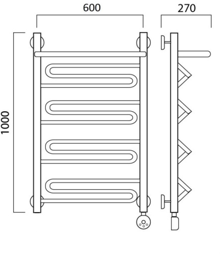 Полотенцесушитель электрический Aquanerzh Зигзаг с полкой R 100х60 фото 2