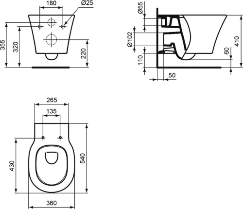 Комплект Ideal Standard Connect Air AquaBlade E212801 унитаз + инсталляция с кнопкой смыва фото 13