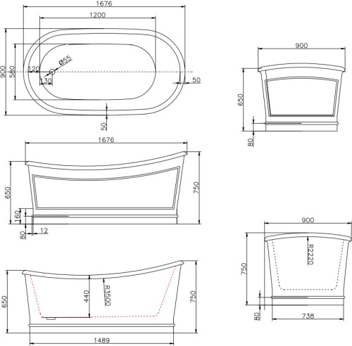 Акриловая ванна BelBagno BB32 170x90 фото 4