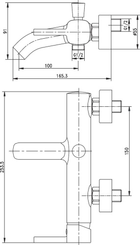 Смеситель Aquanet Minima AF130-20C для ванны с душем фото 2