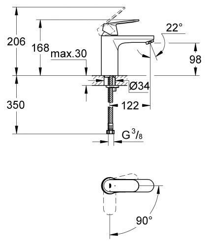 Смеситель Grohe Eurosmart Cosmopolitan 2339800E для раковины фото 3