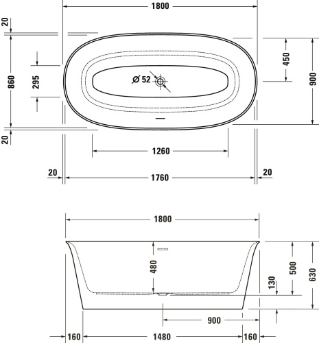 Акриловая ванна Duravit White Tulip 700469000000000 180x90 фото 3