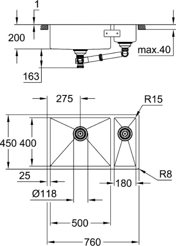 Мойка кухонная Grohe K700U 31575SD1 нержавеющая сталь фото 3