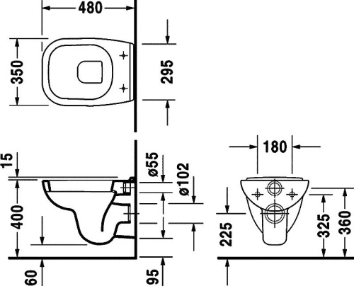 Комплект Унитаз подвесной Duravit D-Code 22110900002 + Система инсталляции для унитазов TECE Base NEW с кнопкой смыва фото 3