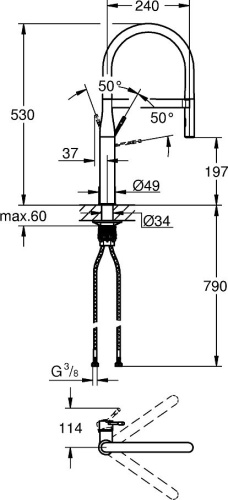 Смеситель Grohe Essence New 30294BE0 для кухонной мойки, никель фото 3