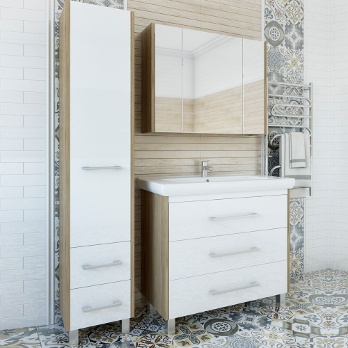 Мебель для ванной Sanflor Ларго 100 швейцарский вяз, белая фото 4