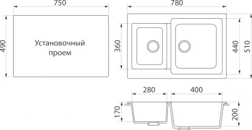 Мойка кухонная DIWO Мурманск GWS-76K бежевая фото 2