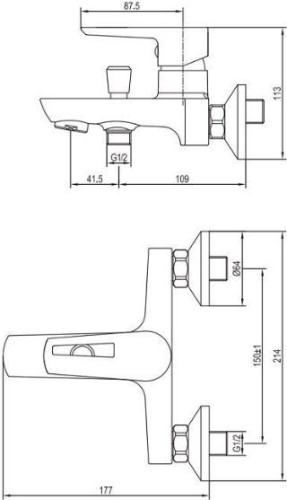 Смеситель Aquanet Logic AF320-20С для ванны с душем фото 2