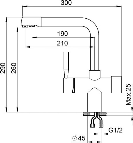 Смеситель Granula GR-2088 для кухонной мойки, классик фото 4