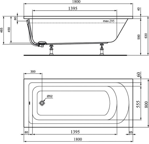 Акриловая ванна Ideal Standard Hotline 180x80 фото 2