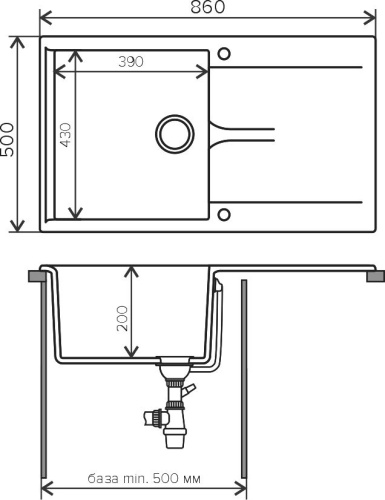 Мойка кухонная Polygran Gals 860 белый хлопок фото 2