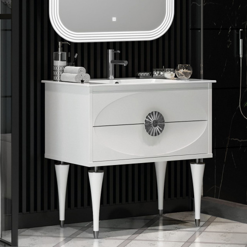 Мебель для ванной Opadiris Ибица 90 белая, фурнитура хром фото 2