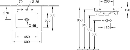Раковина Villeroy & Boch Venticello 41246001 60х50, alpin, с переливом фото 3
