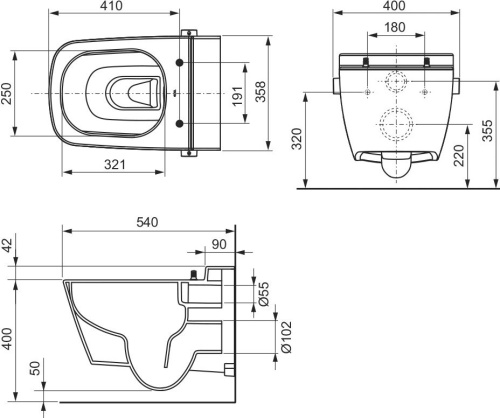 Унитаз подвесной TECE One 9700200 безободковый с биде фото 14