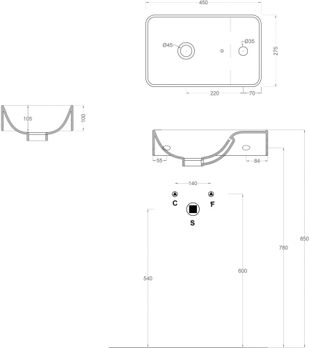 Раковина ArtCeram Savon LML003 фото 3