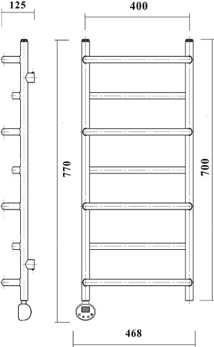 Полотенцесушитель электрический Domoterm Орфей П7 40x70, хром, L фото 3