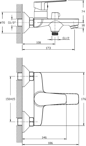 5 920 руб. Смеситель Rush Disco DI6935-44 для ванны с душем фото 5 Смеситель Rush Disco DI6935-44 для ванны с душем фото 5