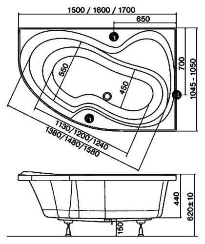 Акриловая ванна Ravak Rosa II 160x105 R с ножками фото 9 Акриловая ванна Ravak Rosa II 160x105 R с ножками фото 9