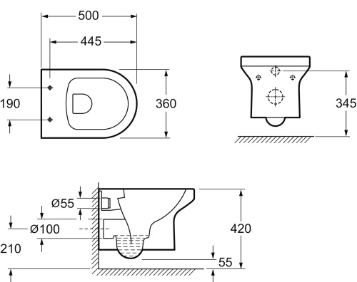 Комплект Унитаз подвесной Jacob Delafon Elite EDX114RU-00 безободковый + Инсталляция Ideal Standard ProSys 120P R027767 + Кнопка смыва хром фото 7