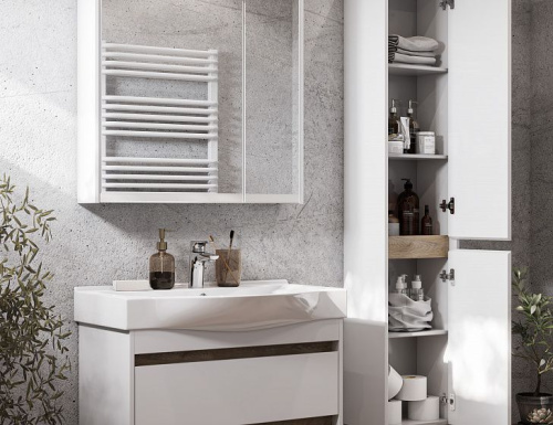 Мебель для ванной AQUATON Нортон 80, подвесная, белый глянец Мебель для ванной AQUATON Нортон 80, подвесная, белый глянец