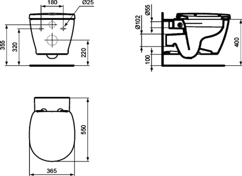 Комплект Система инсталляции для унитазов Ideal Standard ProSys + Чаша для унитаза + Крышка-сиденье E712701 + Кнопка смыва хром фото 6