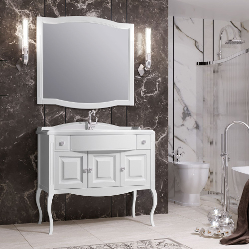Мебель для ванной Opadiris Лаура 100 белая матовая, с раковиной из литьевого мрамора фото 11
