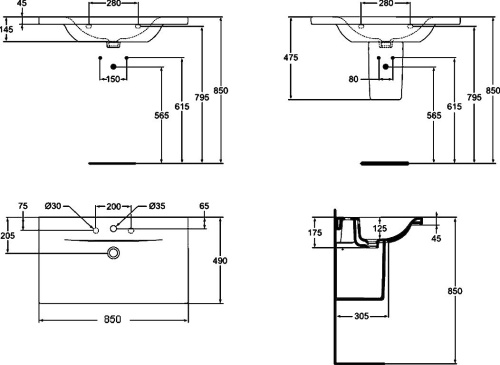 Раковина Ideal Standard Connect new E812701 85 см фото 6