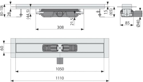 Душевой лоток AlcaPlast APZ106-1050 без решетки фото 2