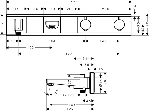 Термостат Hansgrohe RainSelect 15359000 для ванны с душем, хром фото 2