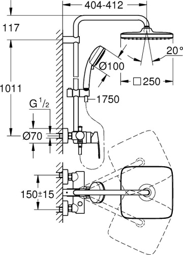 Душевая стойка Grohe Tempesta Cosmopolitan System 250 26692000 фото 4