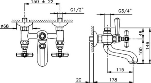 Смеситель Nicolazzi Teide 1900CR45 для ванны с душем, хром фото 2