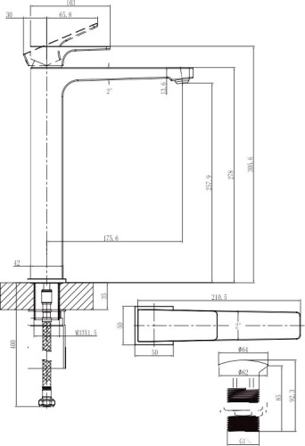 Смеситель Villeroy & Boch Architectura Square TVW12500200061 для раковины фото 2