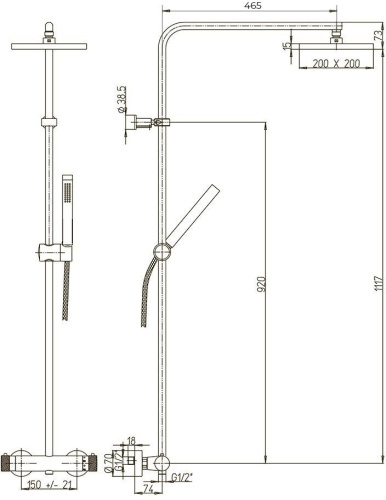 Душевая стойка Paini Fluxio 43CR689TH2L90P1 фото 3