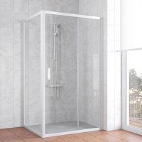 Душевой уголок Vegas Glass ZP+ZPV 100*90 01 01 профиль белый, стекло прозрачное