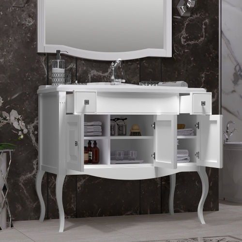 Мебель для ванной Opadiris Лаура 100 белая матовая, с раковиной из литьевого мрамора фото 8