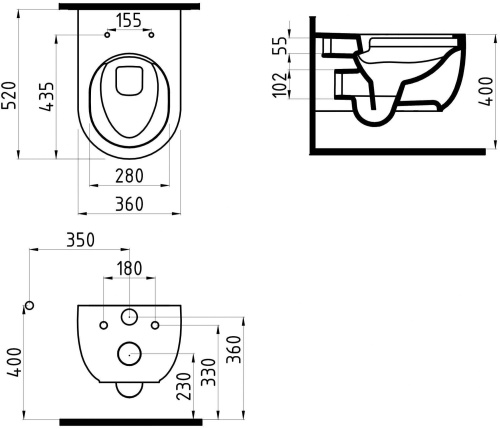 Унитаз подвесной Bien Vokha MDKA052N1VP0B9000 безободковый, черный глянец фото 2