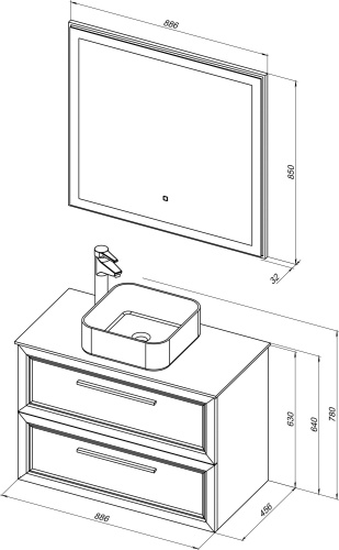 Мебель для ванной STWORKI Эстерсунд 90 белая матовая, монте тиберио с отверстием под смеситель в столешнице фото 11