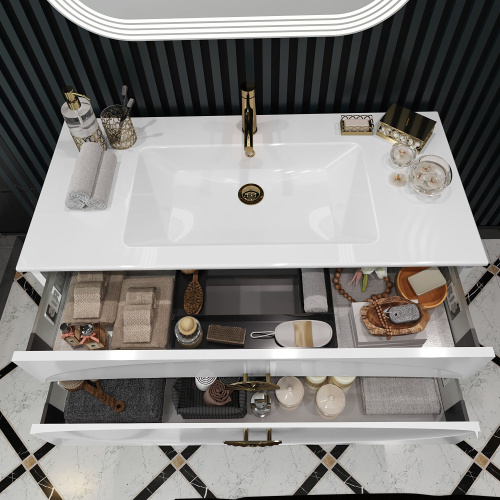 Мебель для ванной Opadiris Ибица 120 подвесная, фурнитура золото фото 5